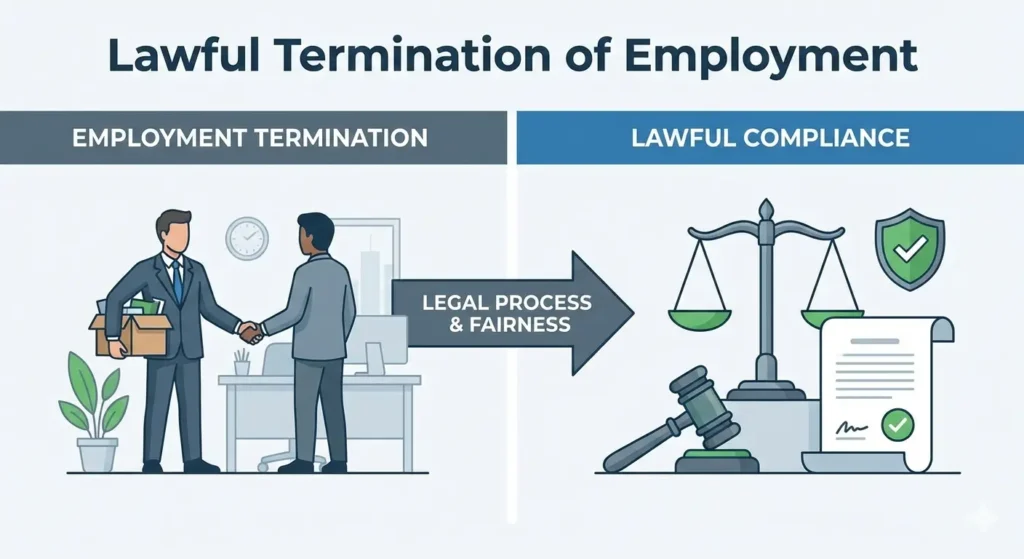 Illustration of lawful termination of employment and legal compliance