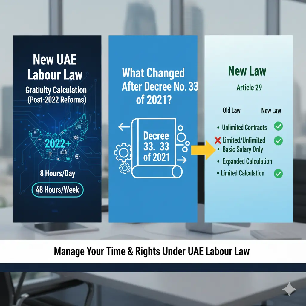 UAE labour law gratuity calculation changes after 2021 reforms