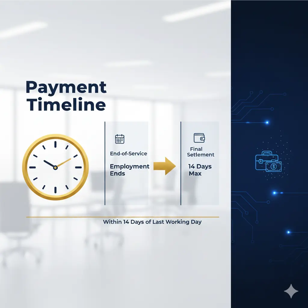 UAE labour law gratuity payment timeline within 14 days